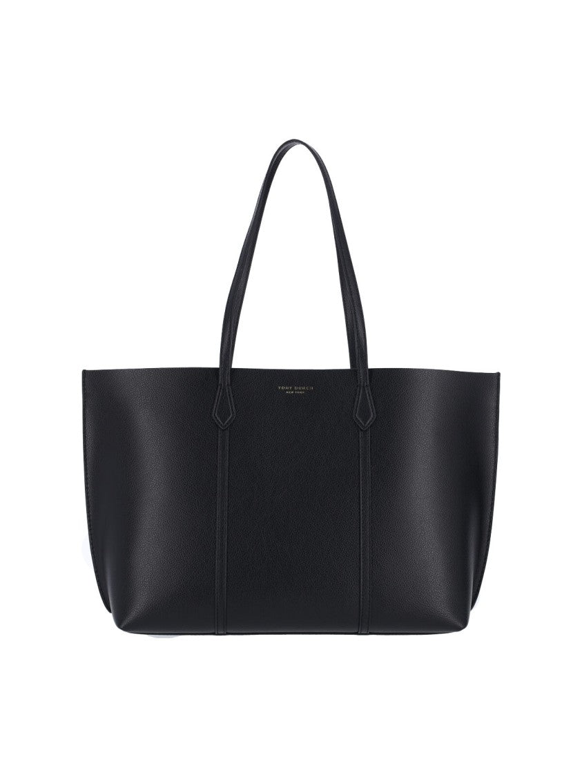 Tory Burch Smooth Black Calf Leather Tote Bag