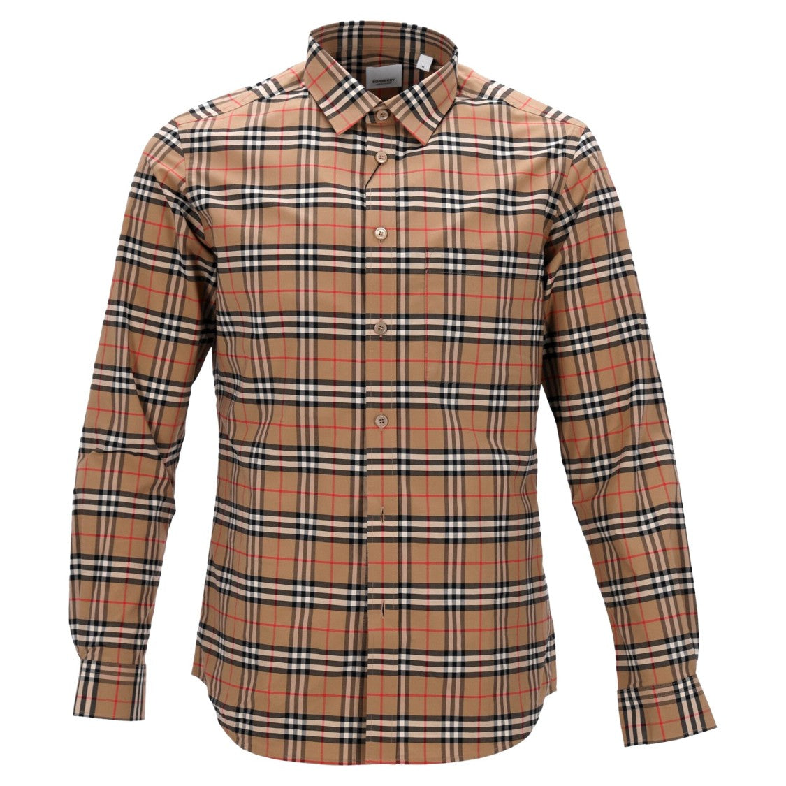 Burberry Long-Sleeved Checked Shirt With Classic Collar And Curved Hem