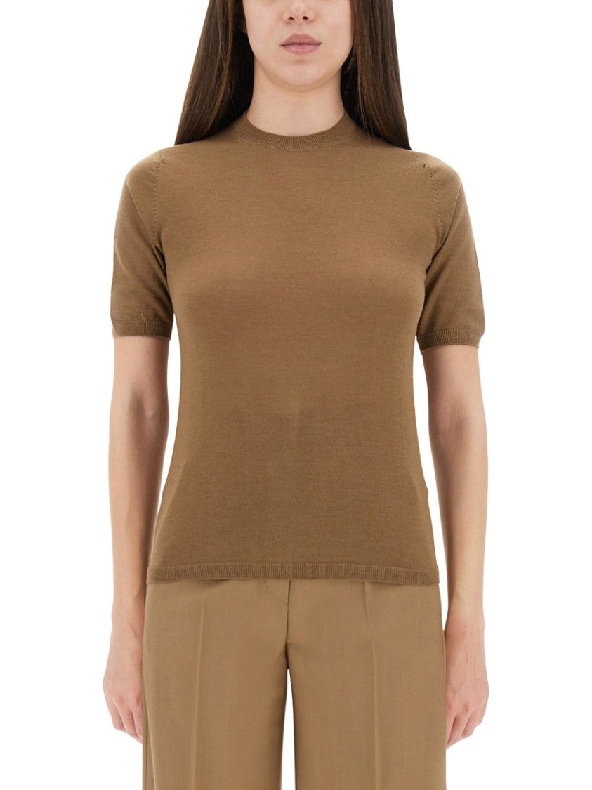 Max Mara Short-Sleeve Slim Fit Jersey With Crew Neckline