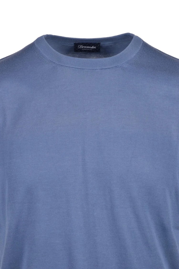 Drumohr Cotton Crew Neck Top - Blue