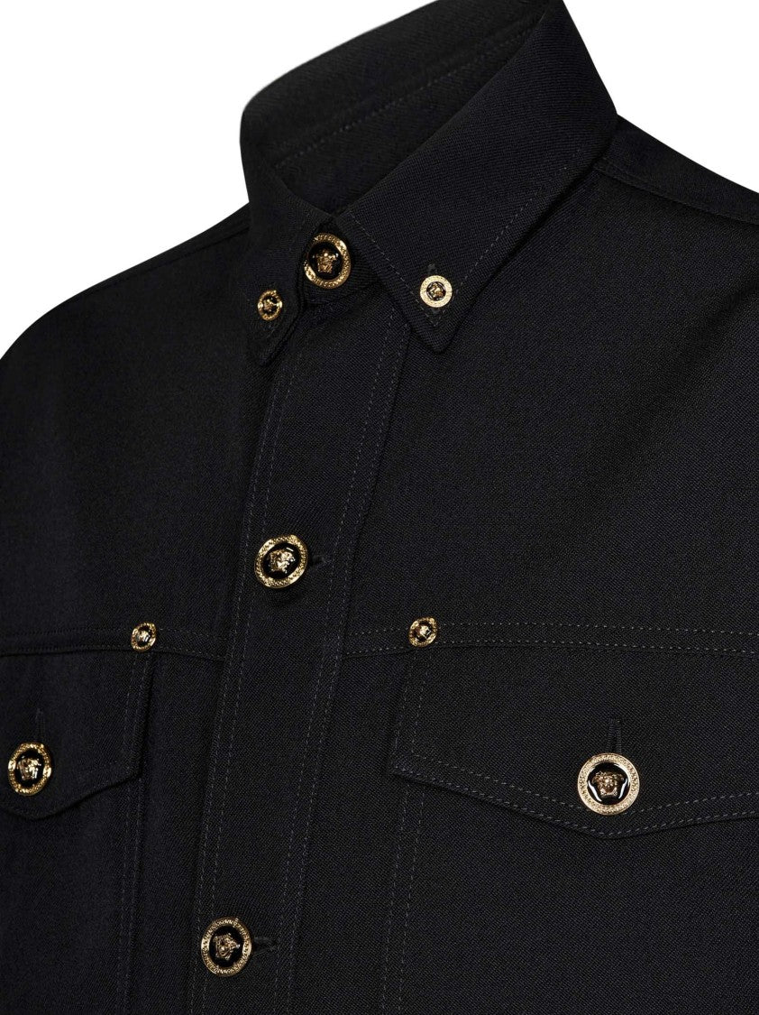 Versace Black Overshirt With Medusa Detailing