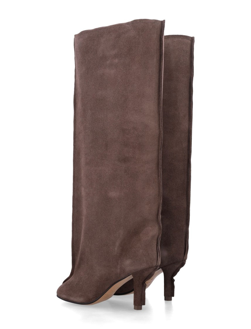Mm6 By Maison Margiela High Suede-Like Slim Mid-Height Heel Boots