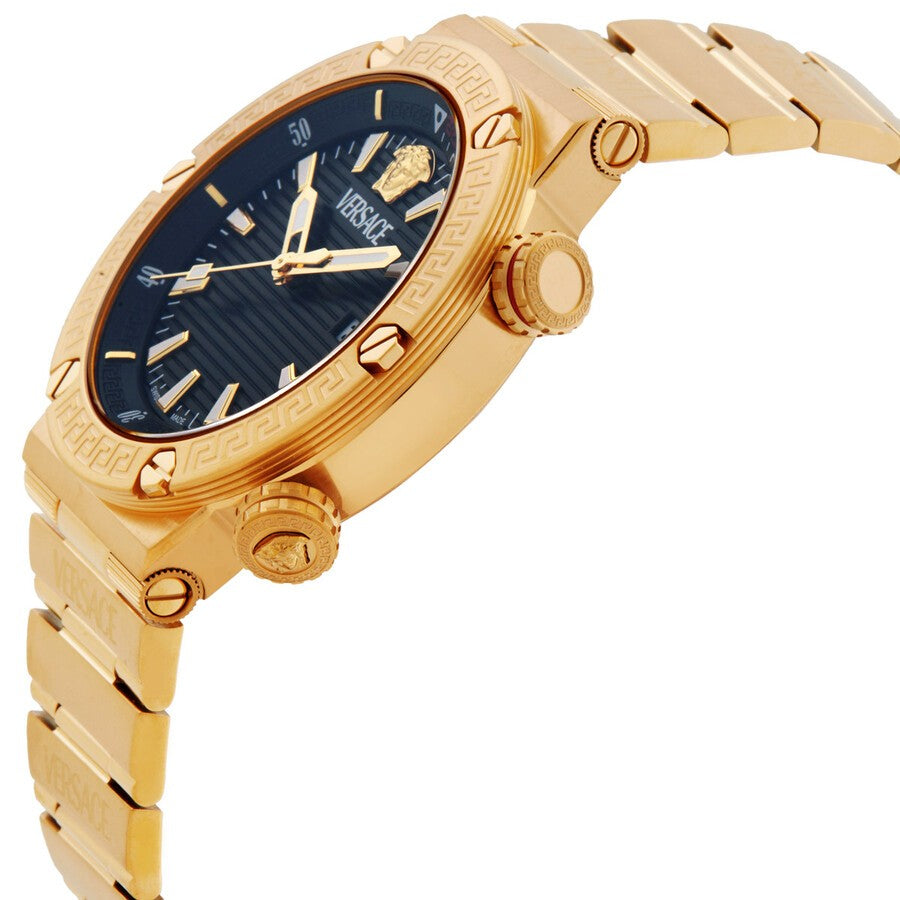 Versace Greca Logo 38Mm Women's Analog Watch With Blue Leather Strap