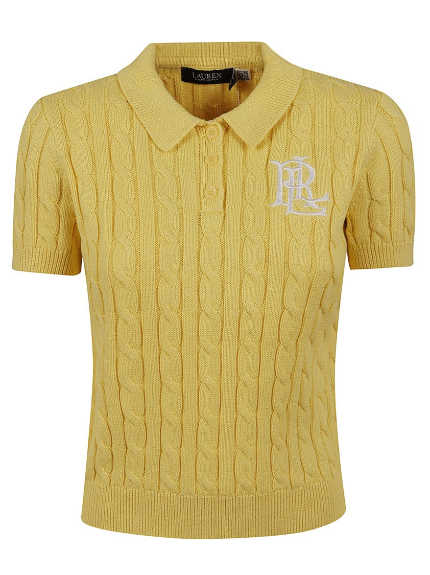 Lauren Lemon Sorbet Cable-Knit Polo Shirt