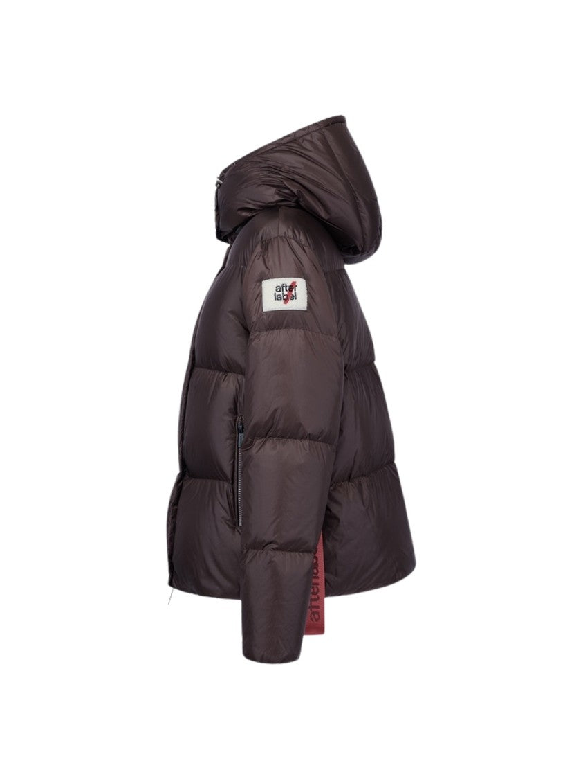 After Label Glossy Nylon Hooded Down Jacket