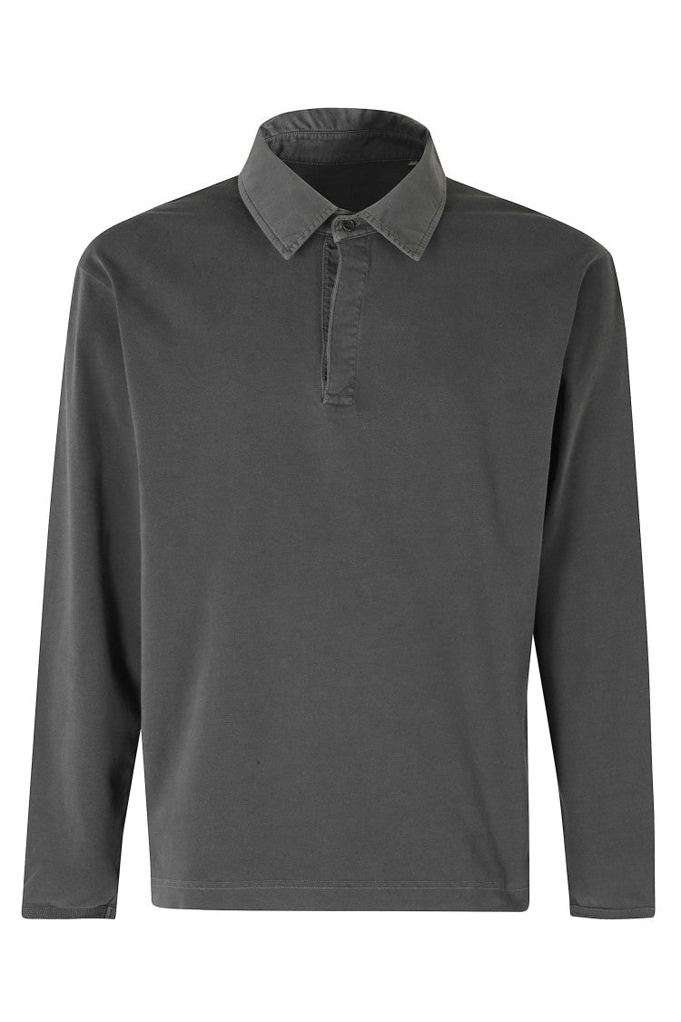 Sunflower Black Heavy Jersey Rugby Covered-Placket Cotton Polo Shirt