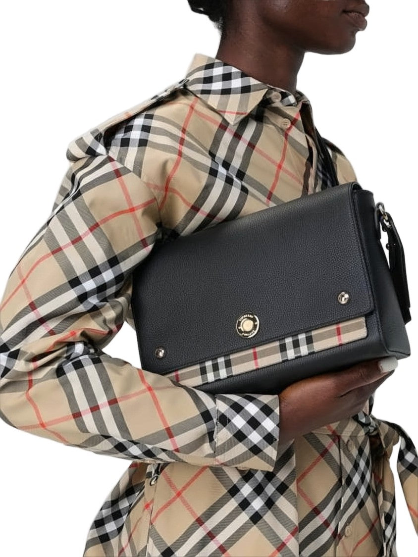 Burberry Structured Rectangular Shoulder Bag In Textured Calf Leather