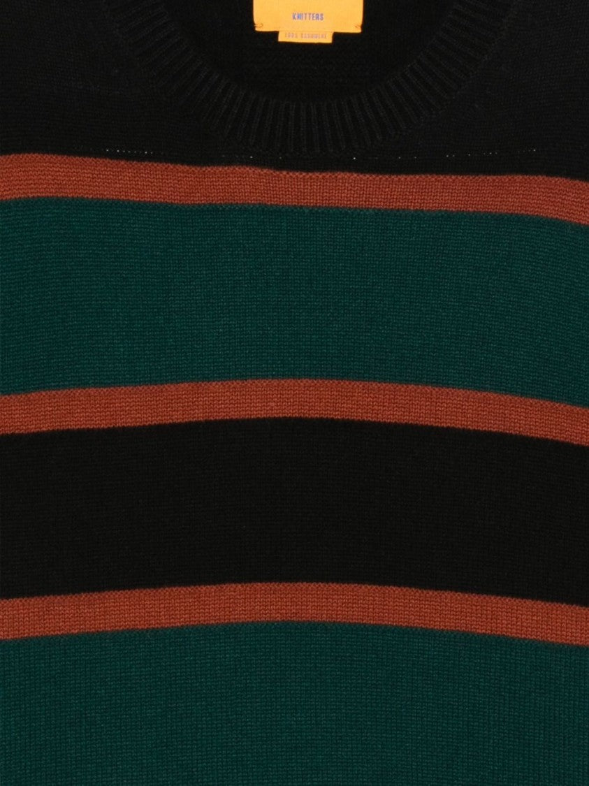 Guest In Residence Horizontal Stripe Cashmere Sweater With Crew Neckline
