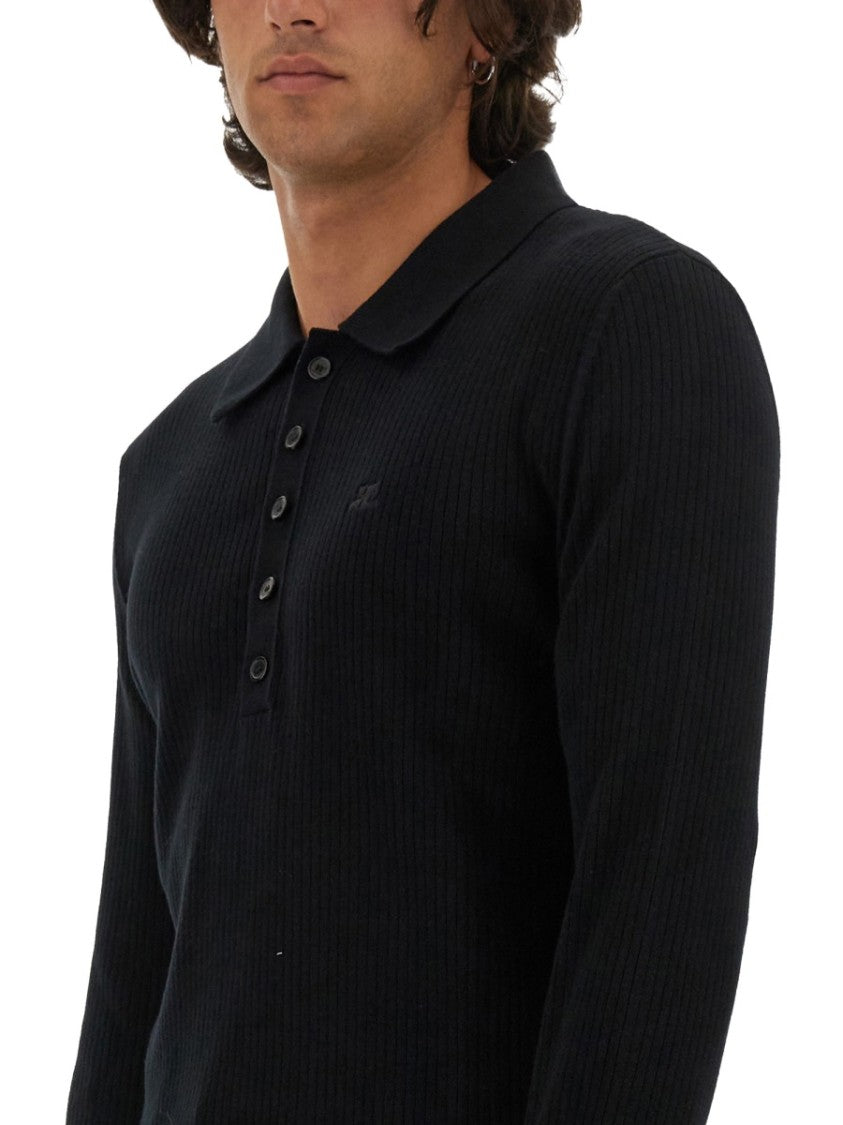 Courrèges Slim Fit Black Polo