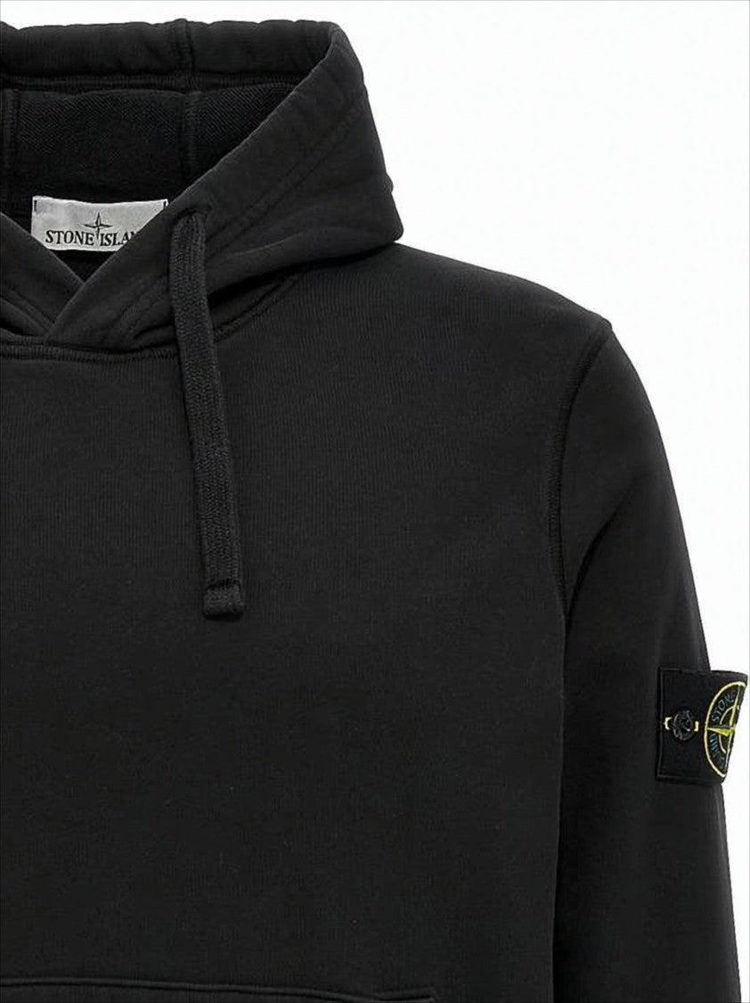 Stone Island Black Hoodie With Drawstring Hood
