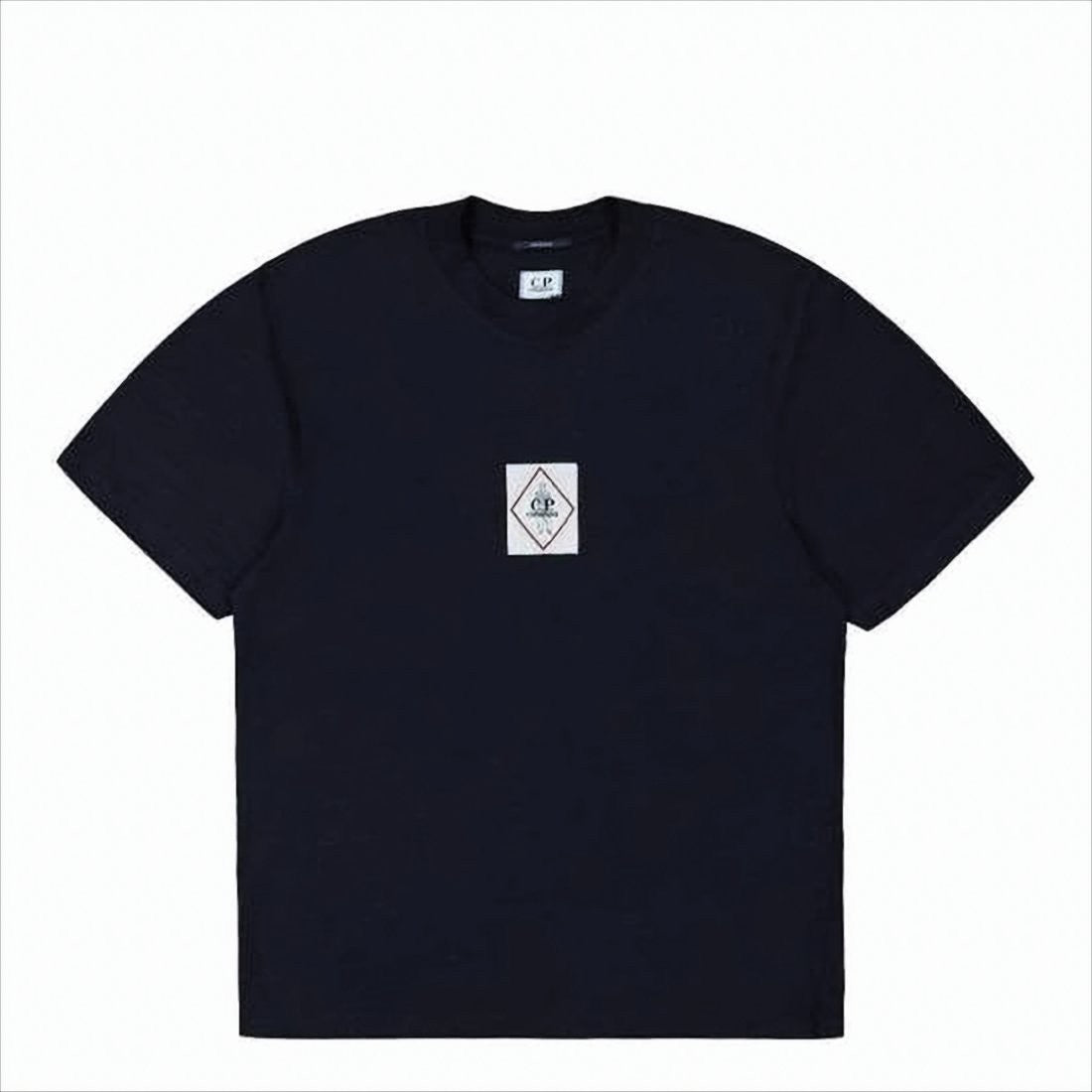 C.P. Company Short-Sleeved Black T-Shirt With Centered Patch Logo