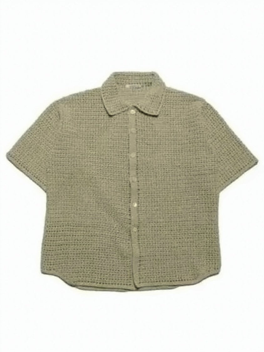Auralee Textured Woven Short-Sleeved Shirt With Classic Collar