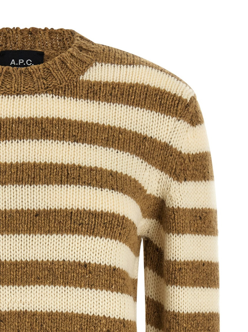 A.P.C. Horizontal Striped Virgin Wool Sweater With Ribbed Cuffs