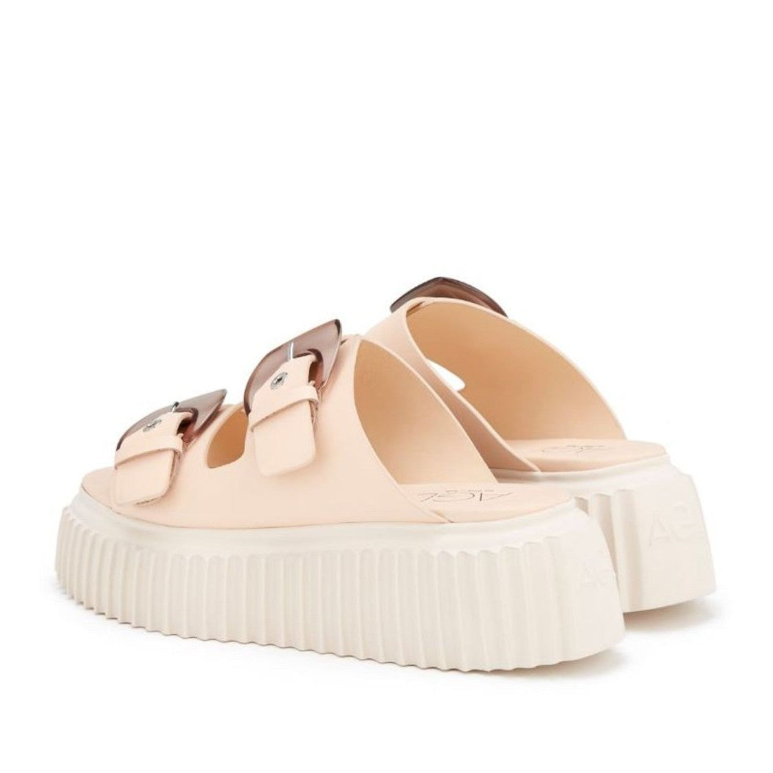 Agl Beige Agatha Leather Translucent Buckle Slippers