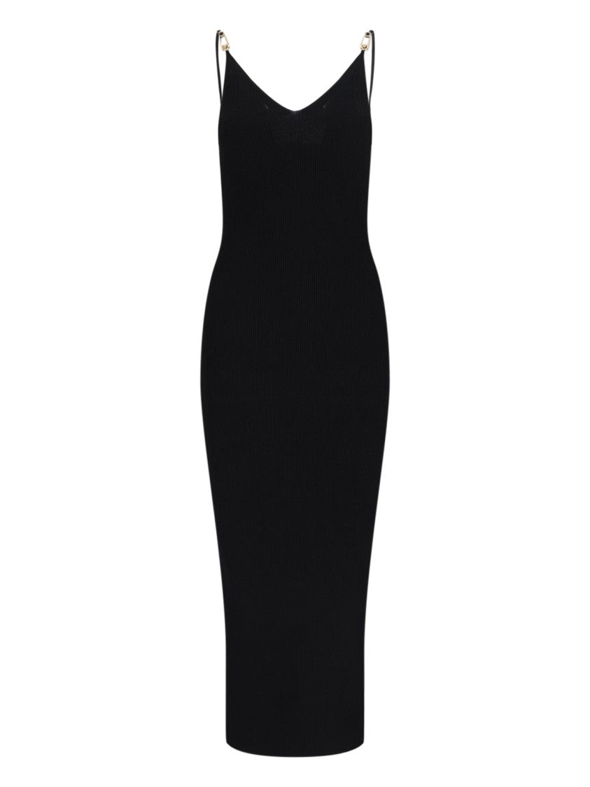 Versace Midi Dress "Safety Pin" – Black