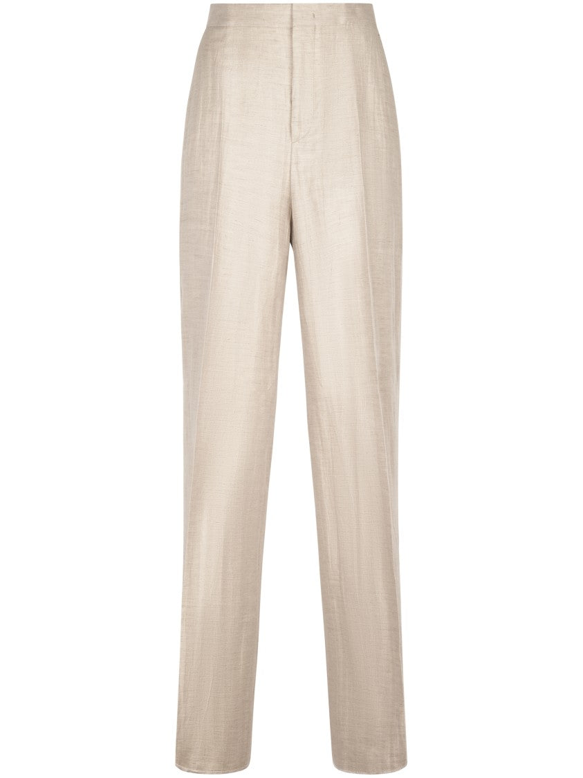 Tagliatore Straight-Leg Trousers With High Waist And Subtle Sheen