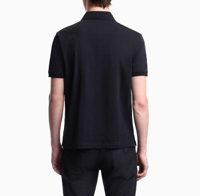 Emporio Armani Micro Eagle Jacquard Jersey Polo Shirt