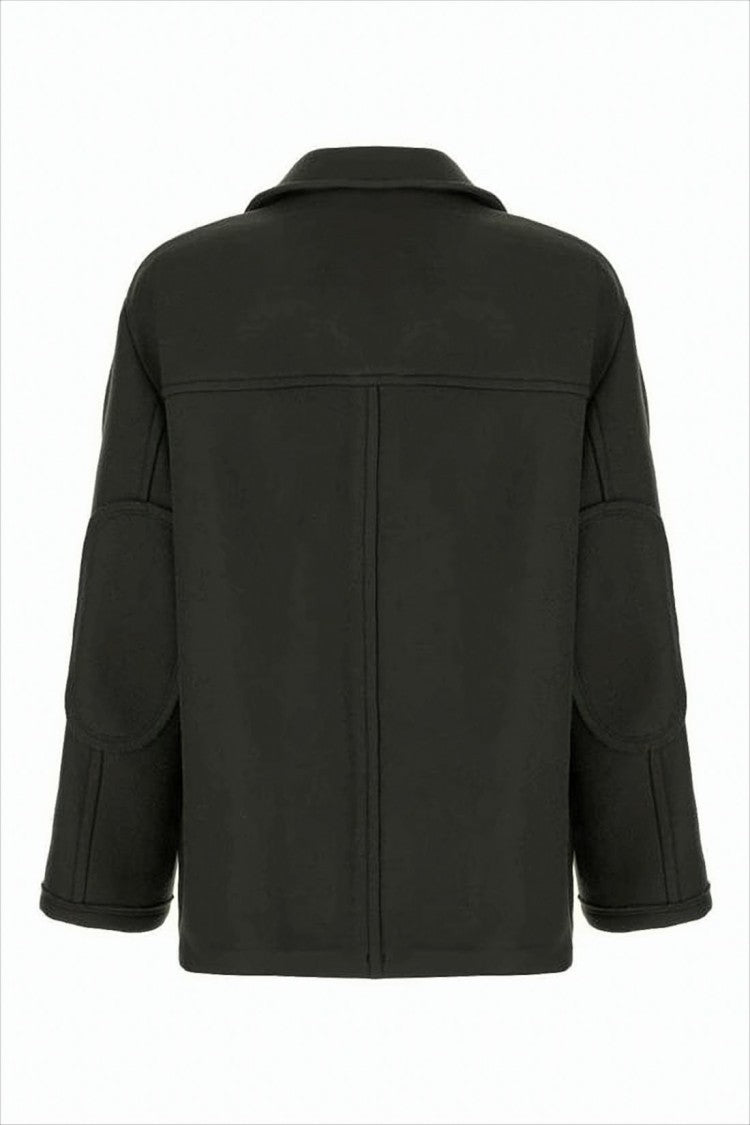 Ami Paris Textured Wool Oversized Peacoat