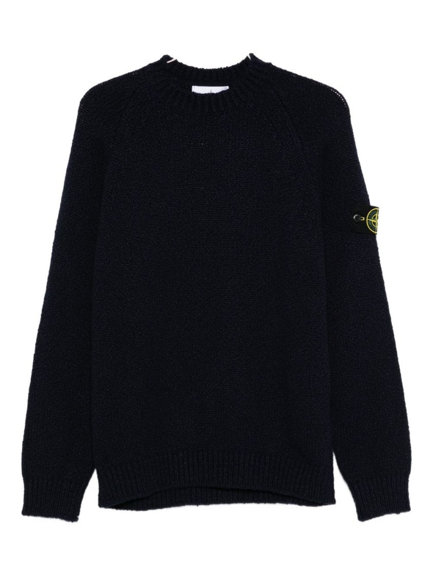 Stone Island Textured Knit Black Sweater With Relaxed Silhouette