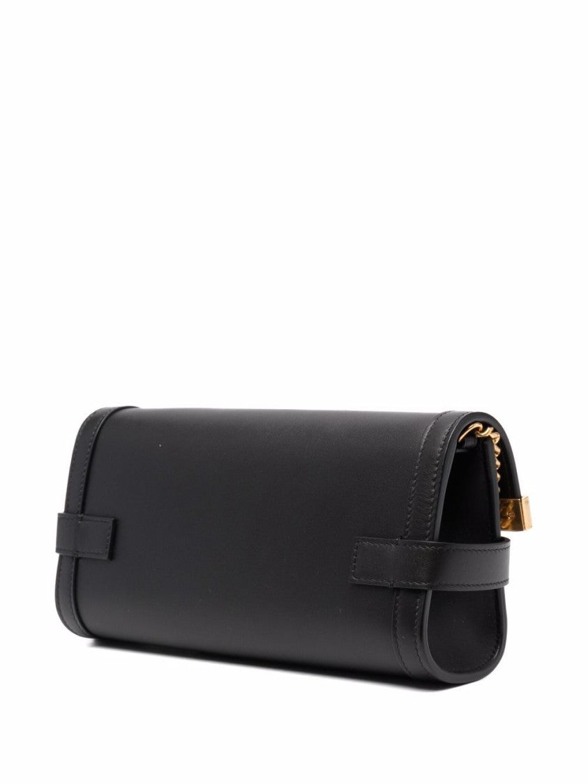 Balmain Black Leather Chain Link Shoulder Bag