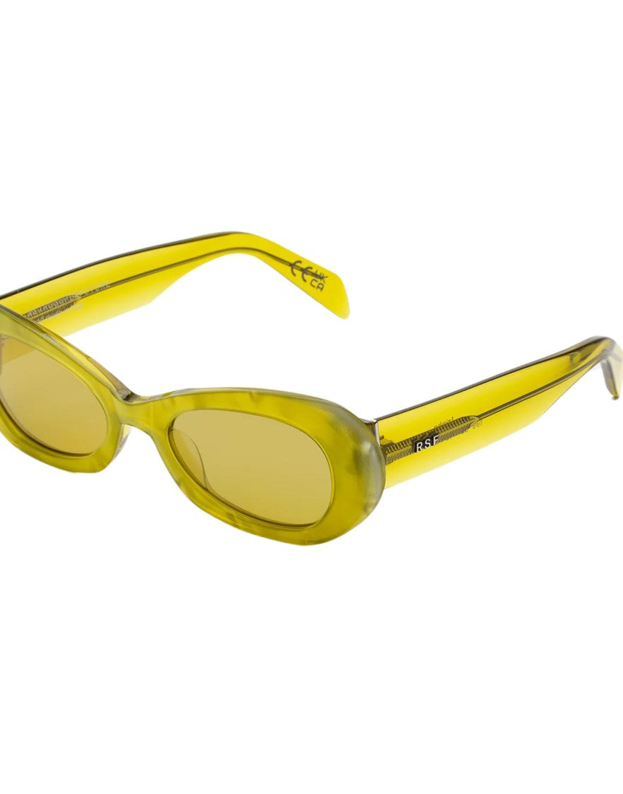 Retrosuperfuture Acid Yellow Crystal Oval Sunglasses