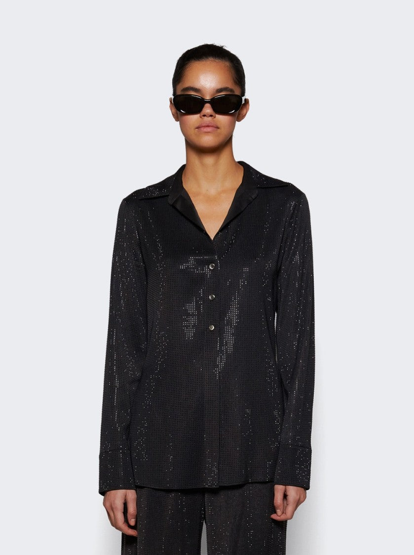 Alexander Wang Crystal Hotfix Slim Shirt Washed Charcoal