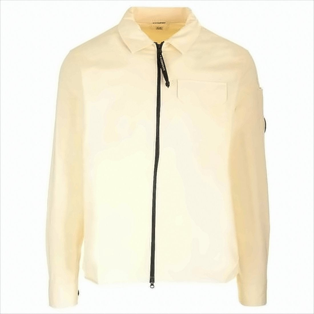 C.P. Company Soft Cream Cotton Jacket With Classic Collar And Zipper Closure