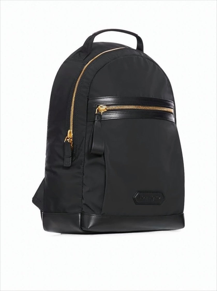 Tom Ford Structured Black Calfskin And Polyester Backpack