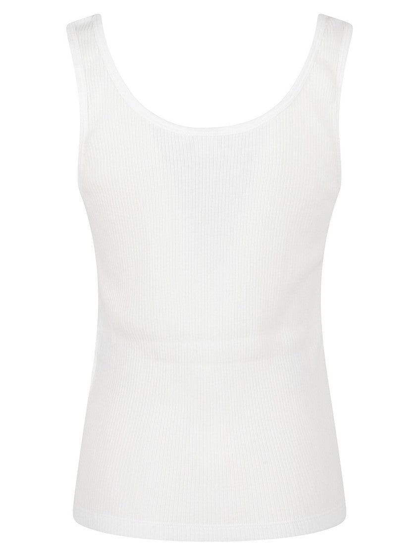 Chloé Sleeveless Ribbed Tank Top With Scoop Neckline And Embroidered Logo