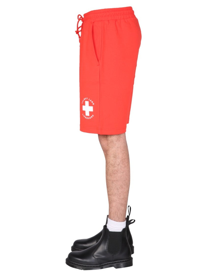 Helmut Lang Bermuda Shorts With Elastic Waist And Iconic Emblem