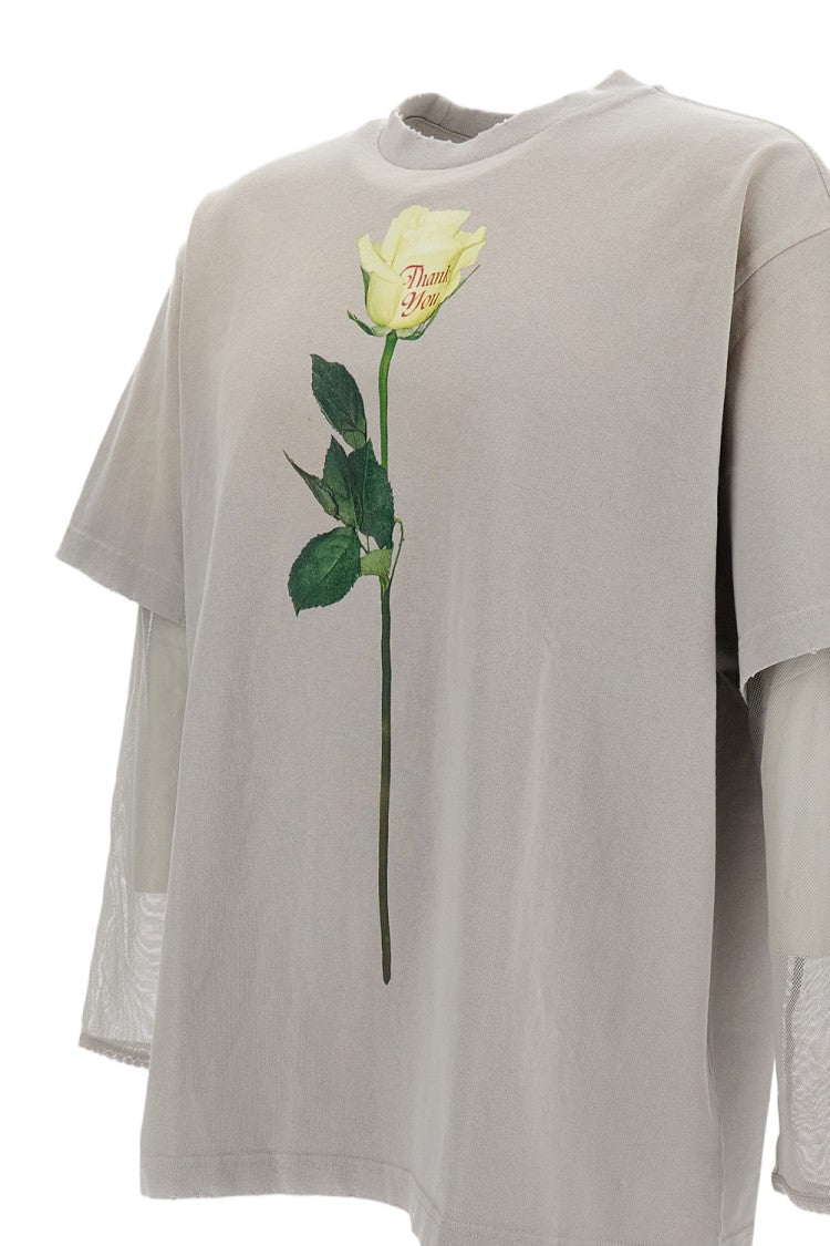 Acne Studios Layered Grey Top With Sheer Inner Layer