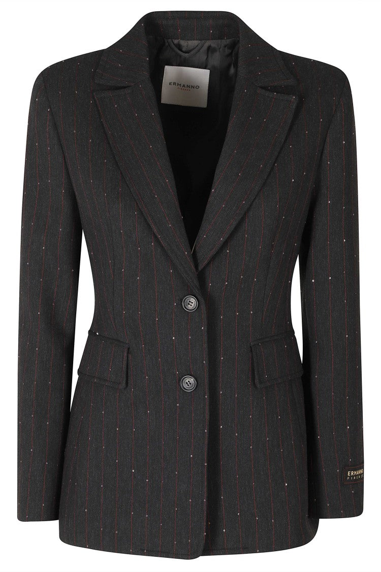 Ermanno Firenze Anthracite Tailored Single-Breasted Blazer