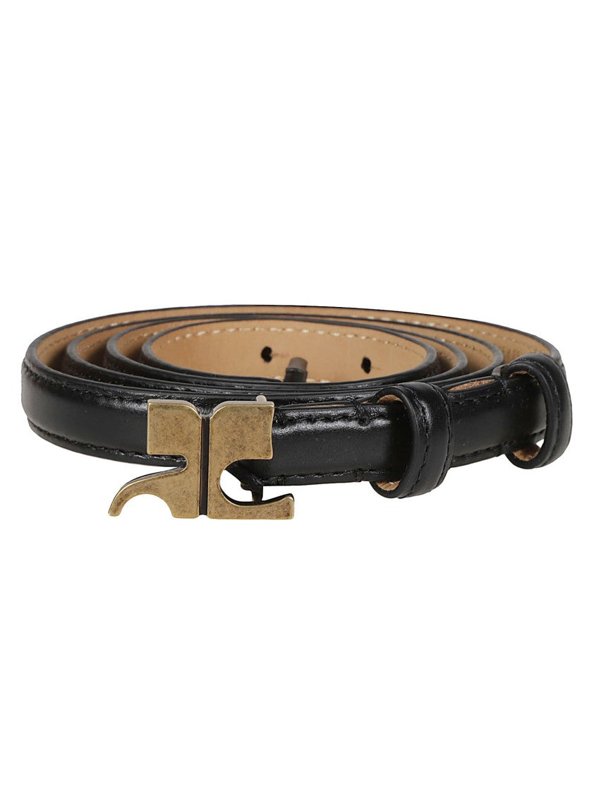 Courrèges Black Ac Slim Cow Leather Belt