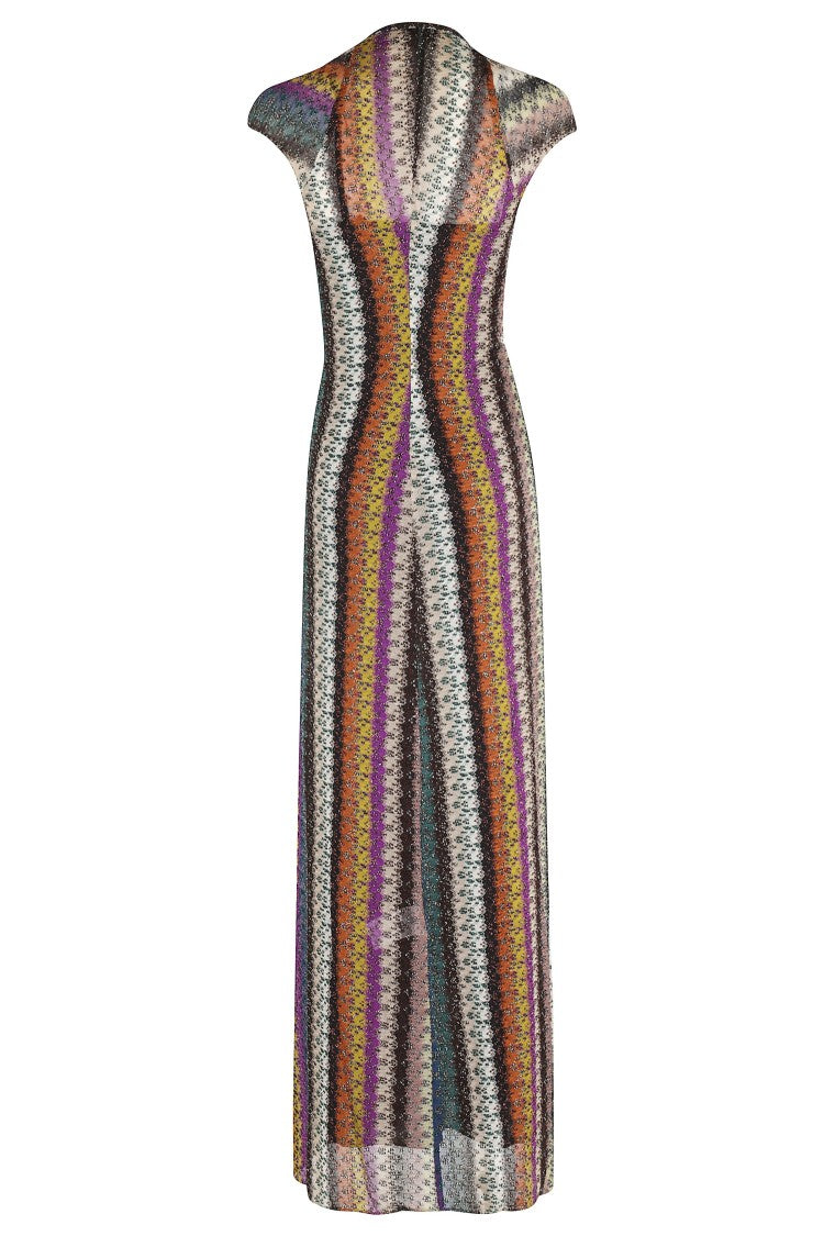 Missoni Vibrant Long Dress With Textured Lurex Knit
