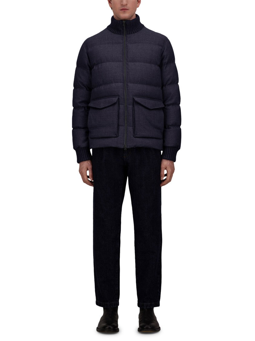 Herno Quilted Ribbed-Collar Puffer Down Jacket