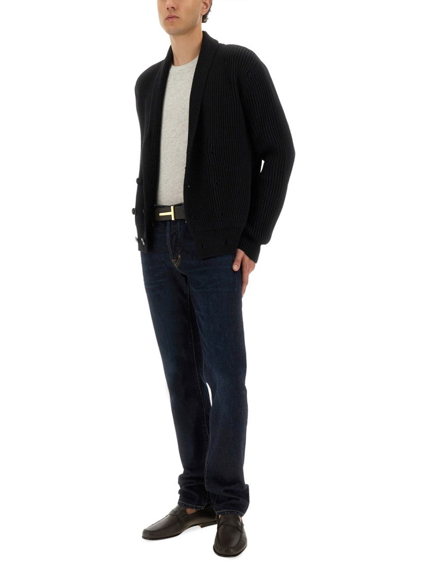 Tom Ford Double-Breasted Cardigan With Ribbed Texture