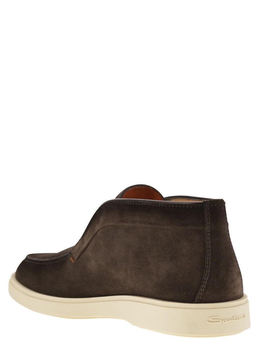 Santoni Brown Suede Desert Boot