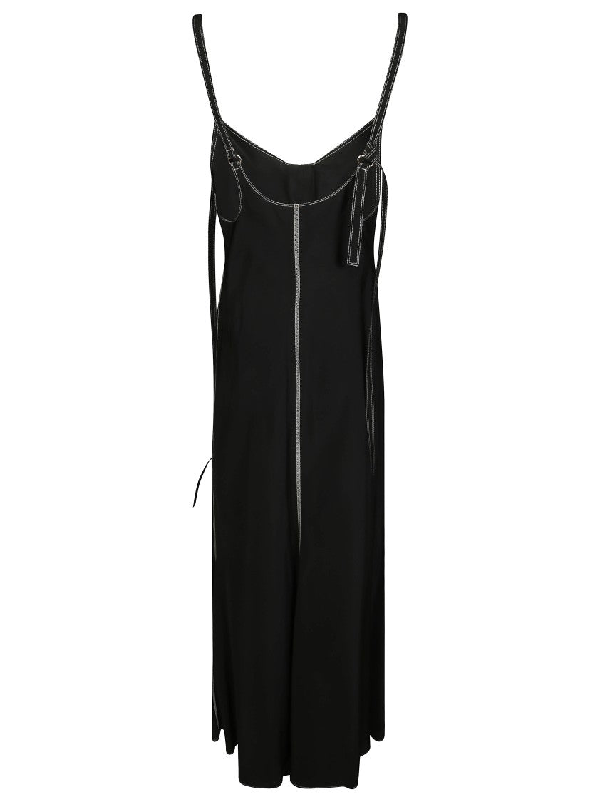 Sportmax Form-Fitting Black Maxi Dress With Deep V-Neckline