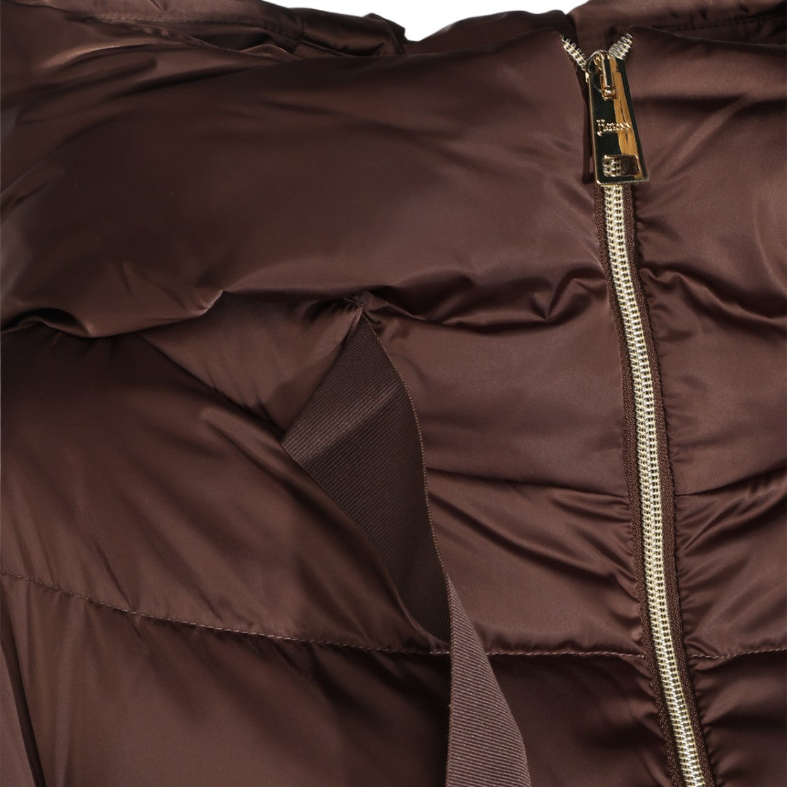 Herno Quilted Padded Down Coat With High Collar And Ribbon Drawstrings