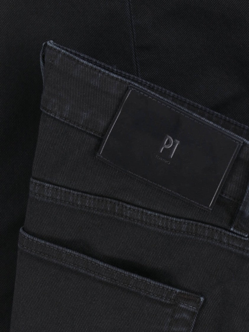 Pt Torino Black Straight-Leg Stretch Cotton Jeans