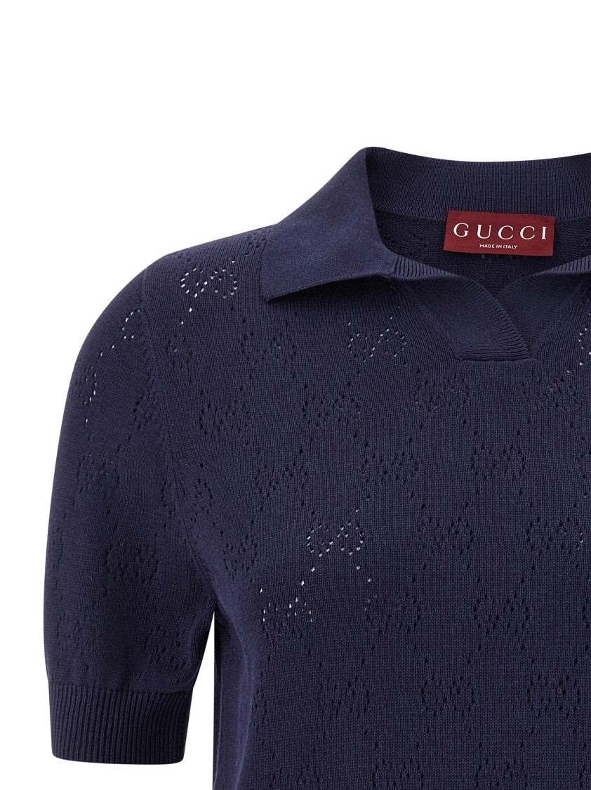 Gucci Openwork Gg Polo Shirt