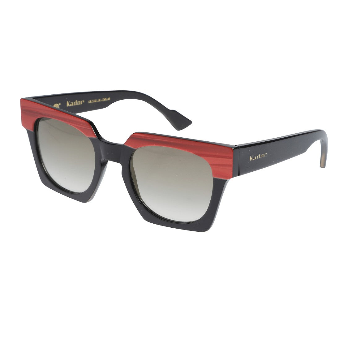 Kador Portofino Bold Square Sunglasses With Red Wood Accents