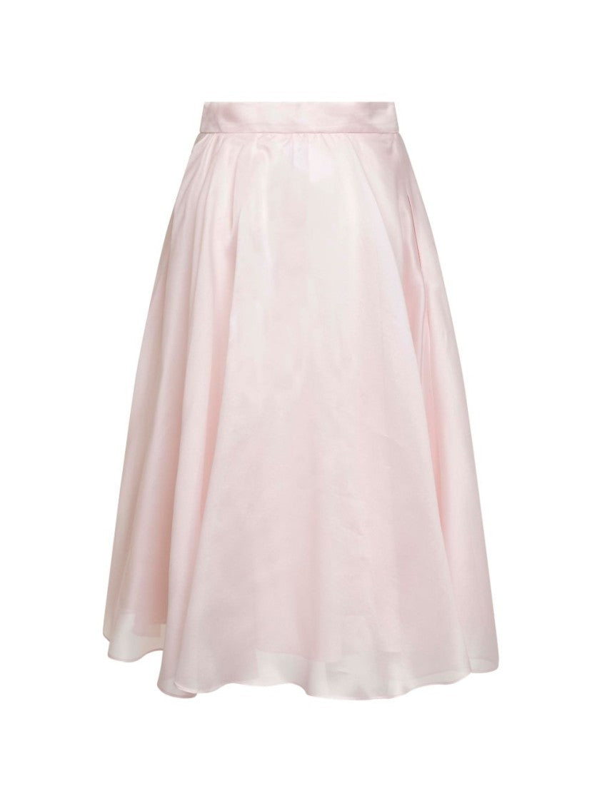 Max Mara Flared Silk Midi Skirt With Invisible Zip Closure