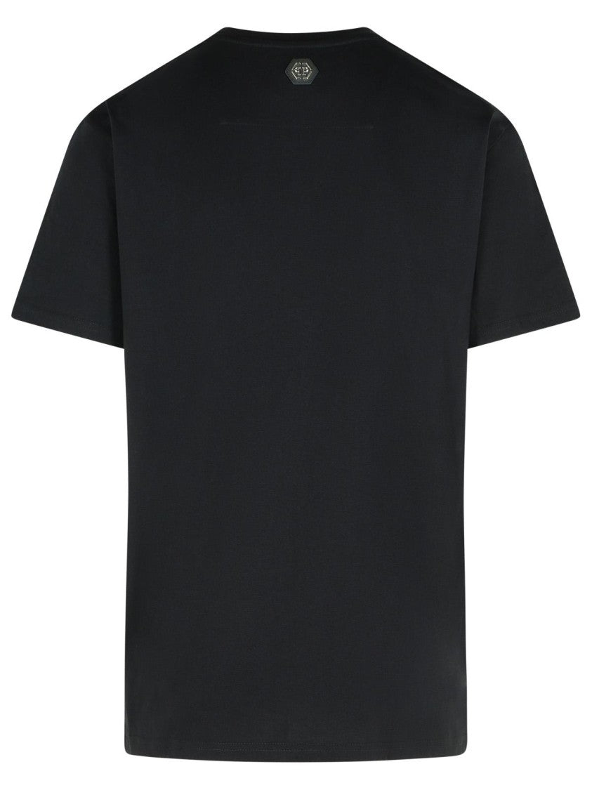 Philipp Plein Maxi Front Crystal Print Black Cotton T-Shirt