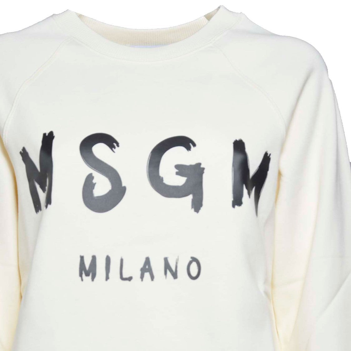 Msgm Cream Cotton Crewneck Sweatshirt