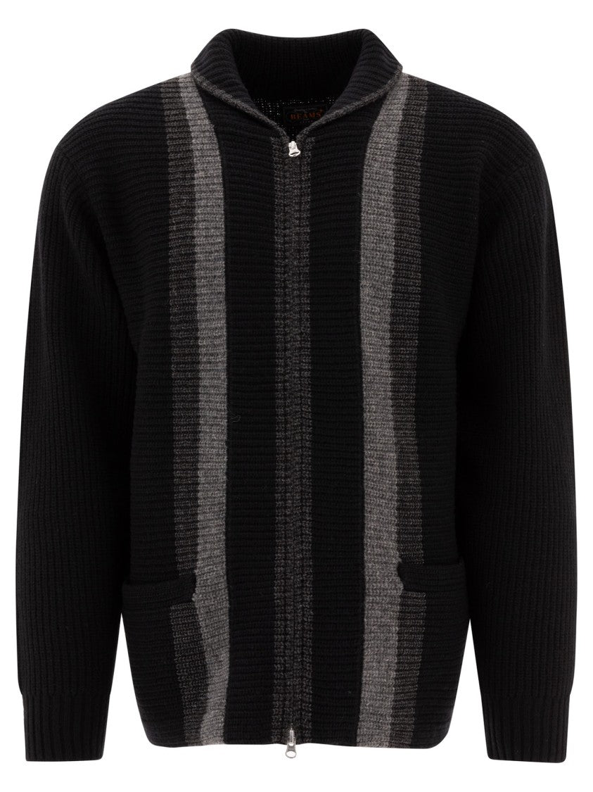 Beams Plus Ribbed Knitwear With Zip-Up Front
