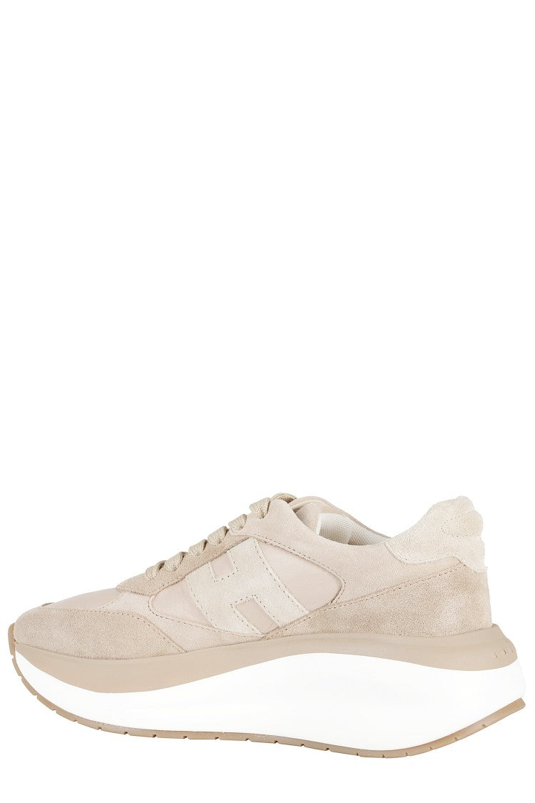 Hogan Brown H Lace-Up Side-Logo Leather Sneakers