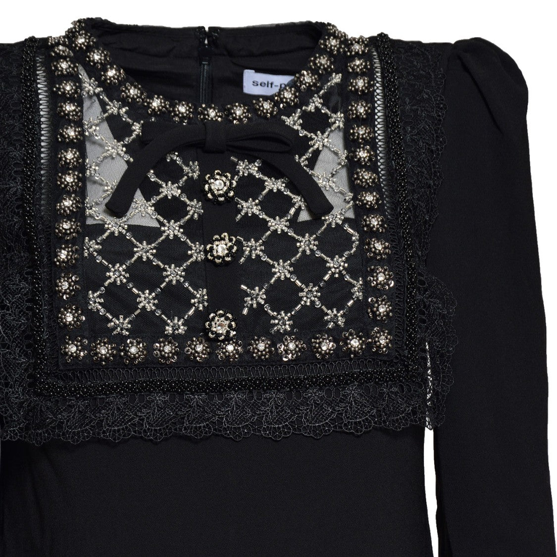 Self-Portrait Black Crêpe De Chine Mini Dress