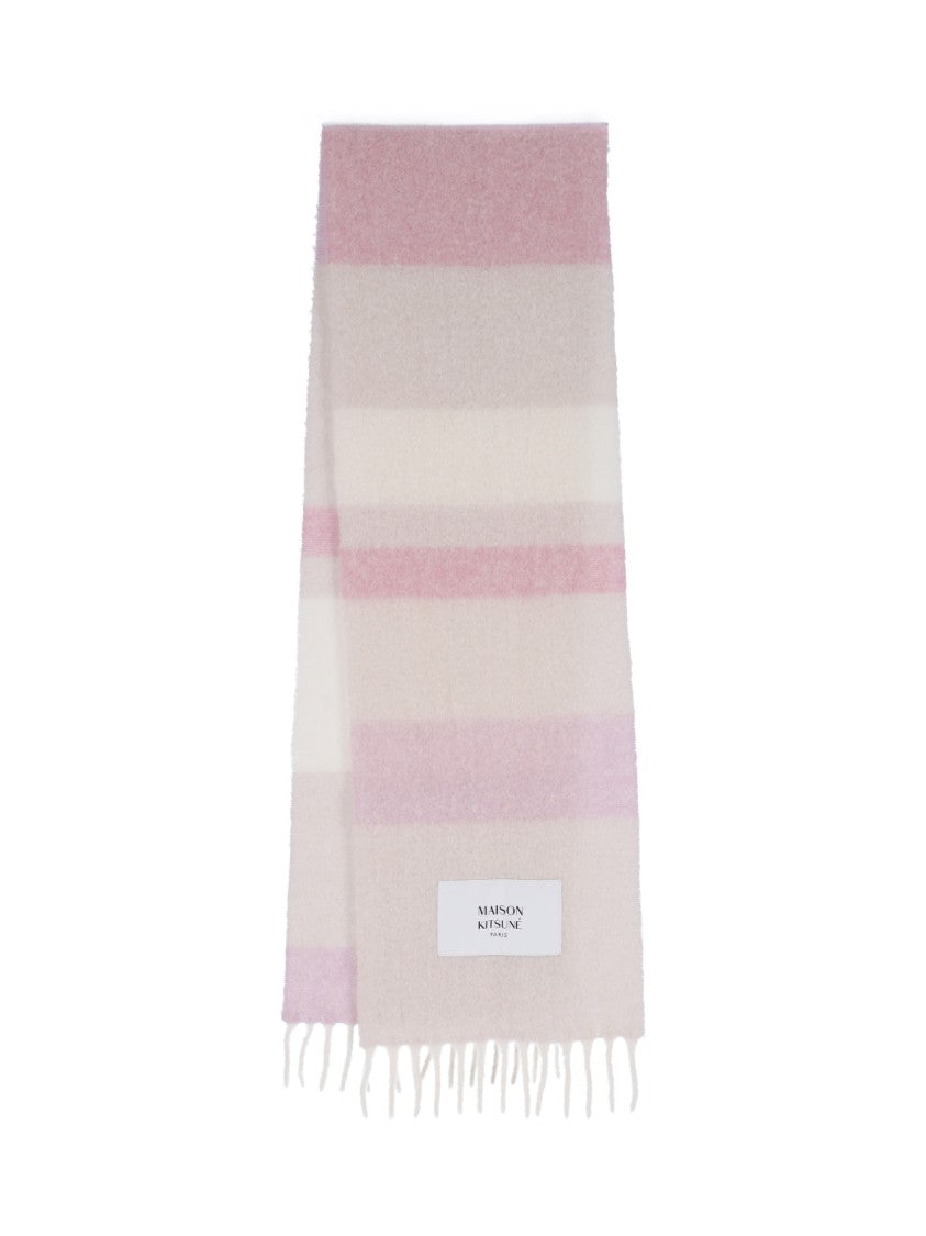 Maison Kitsuné Multicolor Striped Fringed Alpaca-Blend Scarf