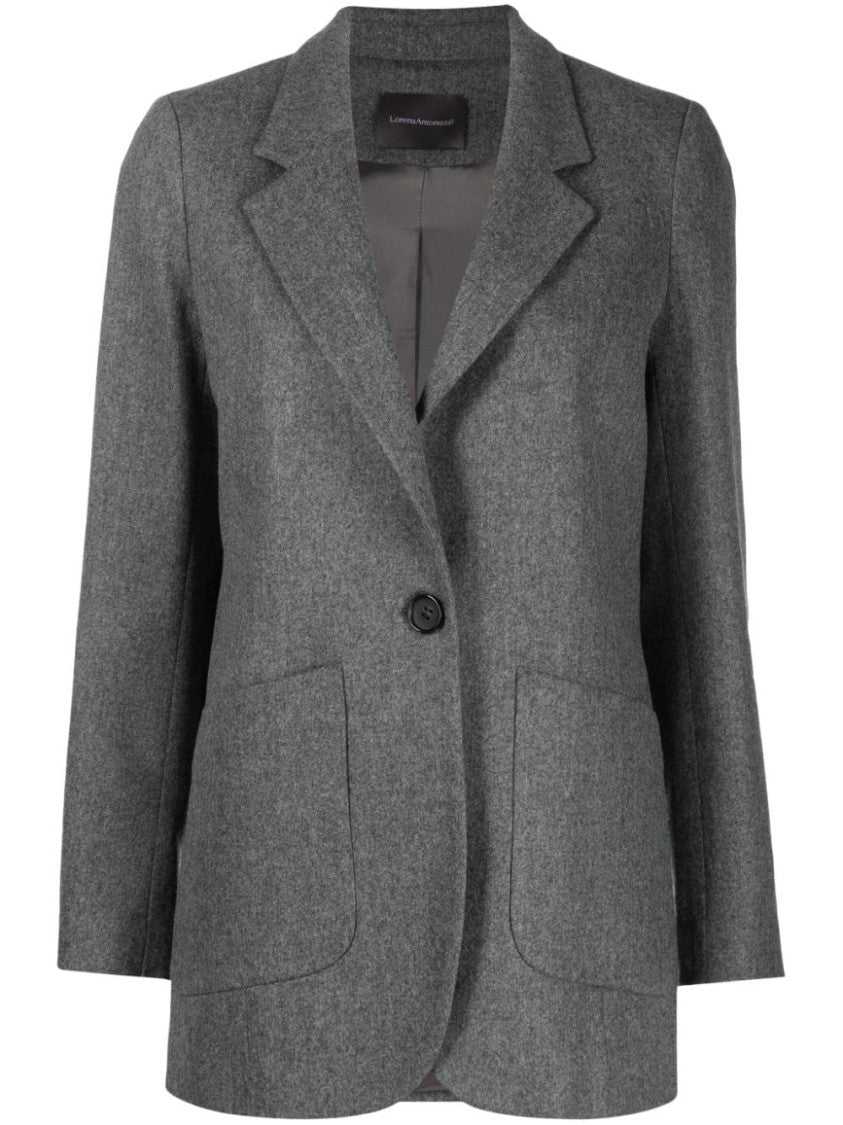 Lorena Antoniazzi Grey Tailored Textured Virgin Wool-Blend Blazer